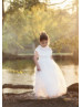 Ivory Dotted Lace Tulle Flower Girl Dress